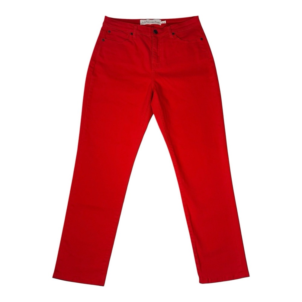 NEW Soft Surroundings straight leg Stretch High Rise Red pant Size 8